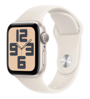 Apple Watch SE (2024) GPS 40mm Aluminum Case with Starlight/Starlight Sport Band M/L (MXEG3)